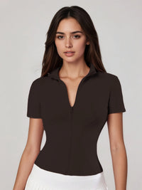 Women's Short-Sleeve O-Neck Tennis Jacket in Polyester Elastane