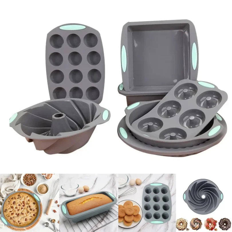 Silicone Bread Muffin Mold Heat Resistant Oven Pan Non-Stick Kitchen Bakeware Cake Pan Set 3D Cake Mold Pastry Baking Loaf Tool - Buy online at  Vibe In Cart.