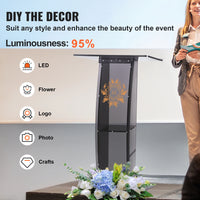 SucceBuy 47" Acrylic Podium Stand Floor-Standing Clear Pulpit Acrylic Desktop Lecterns w/ Storage Shelf for Church Office School - Buy online at  Vibe In Cart.