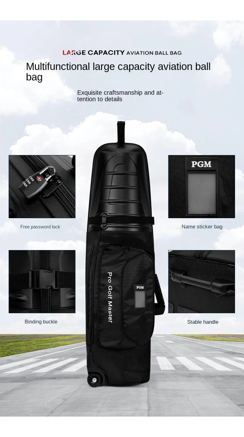 Hard Shell Nylon Golf Bag, Black, 38x34x134cm