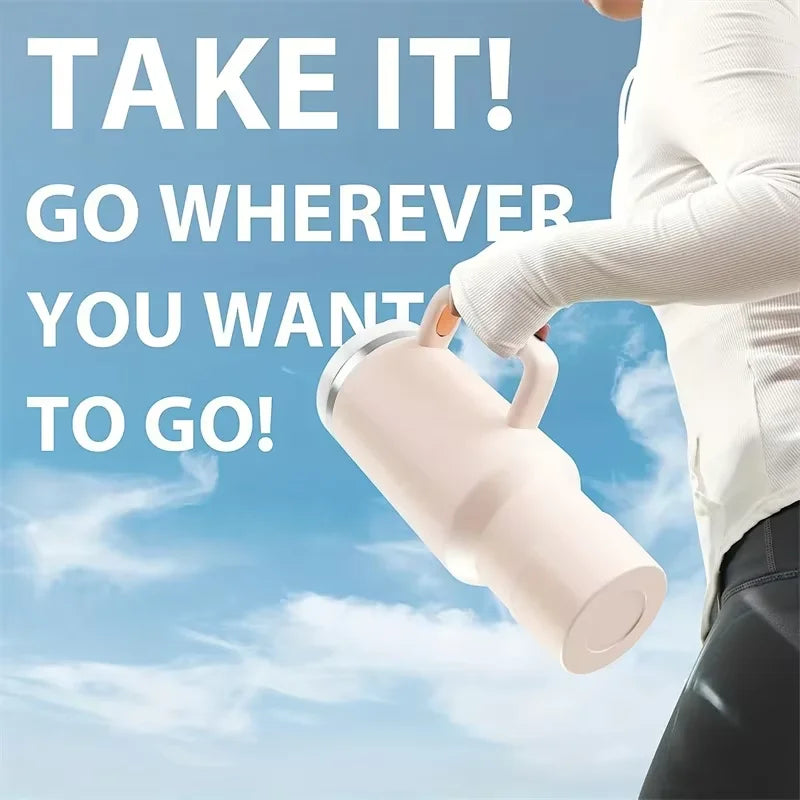 40oz Tumbler Vacuum Insulated Thermos Custom Travel Cup Stainless Steel Water Bottle Coffee Mugs With Handle Outdoor Drinkware - Buy online at  Vibe In Cart.