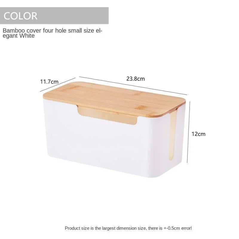 Wooden Cable Organizer Box for Desk Wire Management