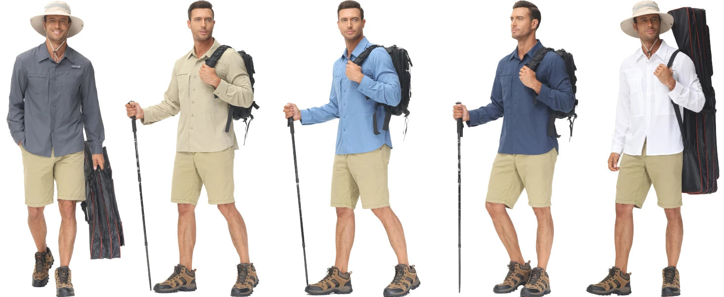 Summer Men's UPF 50+ Casual Long Sleeve Fishing Shirts, Lightweight Tactical Button Down Shirt with Breathable Back Mesh - Buy online at  Vibe In Cart.