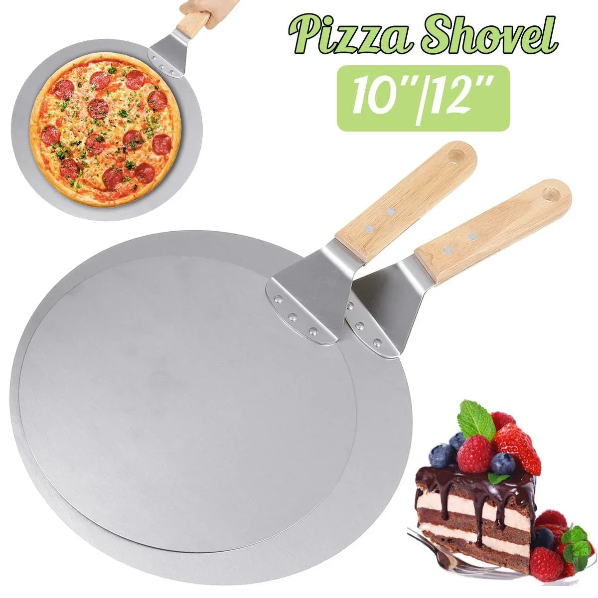 10/12inch Pizza Shovel Pastry Tools Stainless Steel Wooden Handle Peel Round Anti-scalding Pan Bakeware Maker - Buy online at  Vibe In Cart.