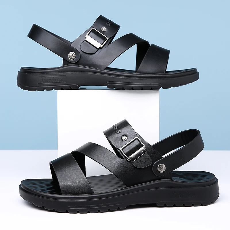 Summer Sandals for Men Outdoor Casual Sport Slippers PU Leather Non-slip Breathable Roman Shoes Beach Flip-Flop Garden Shoes - Buy online at  Vibe In Cart.
