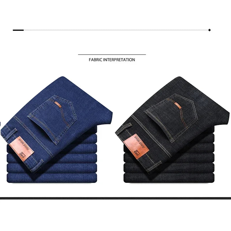 Fashion Men Jeans Stretch Straight Leg Casual Slim Fit Denim Pants Male Brand Luxury Design Business Classic Trousers Large Size - Buy online at  Vibe In Cart.