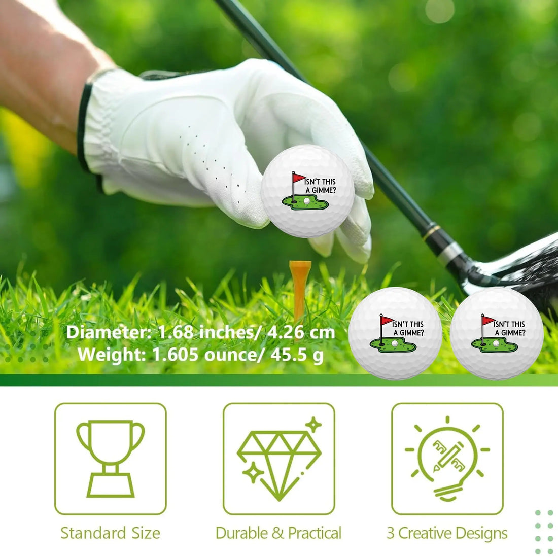 Pack Of 2 Funny Standard Golf Balls With Two Different Styles