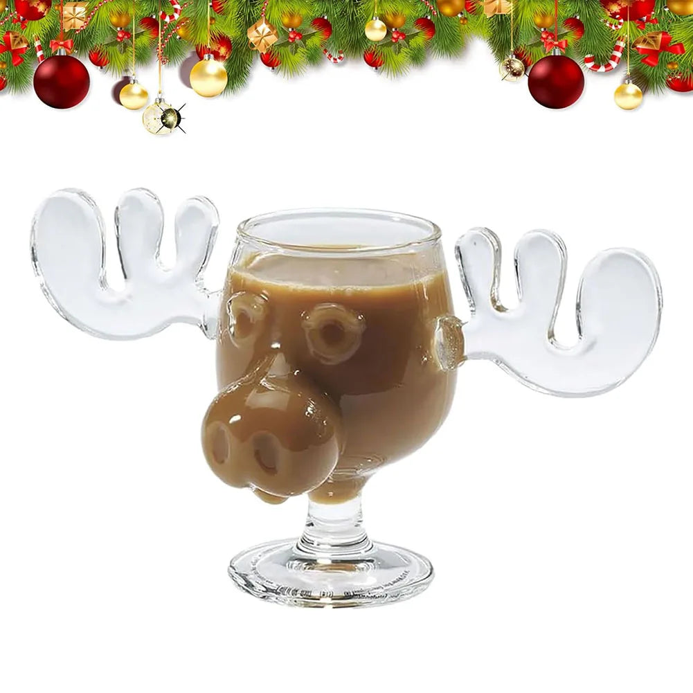 1/2/3PCS Christmas Elk Glass Cup 8Oz Milk Moose Mug Christmas Reindeer Head Beer Water Cup Xmas Holiday Party Drinkware Gifts - Buy online at  Vibe In Cart.