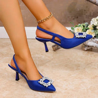 High Heels Sandals Women Crystal Square Buckle Spring Summer Slip On Pointed Toe Pumps Woman Thin Heel Party Wedding Shoes Mujer - Buy online at  Vibe In Cart.