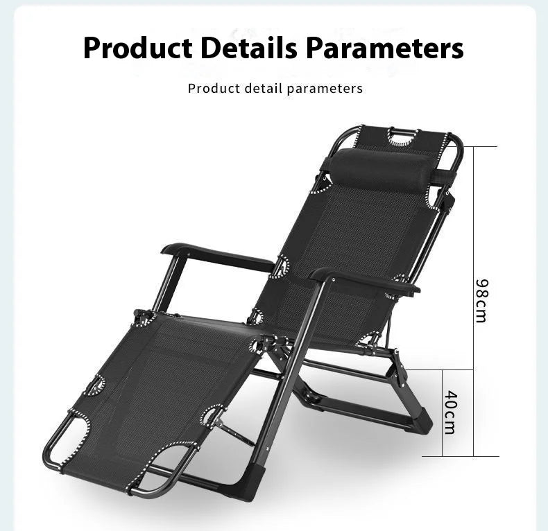 Folding Outdoor Recliner With Cotton Padding And Phone Stand