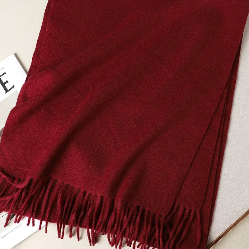 Women's Thick Warm Winter Polyester Scarf with Tassels
