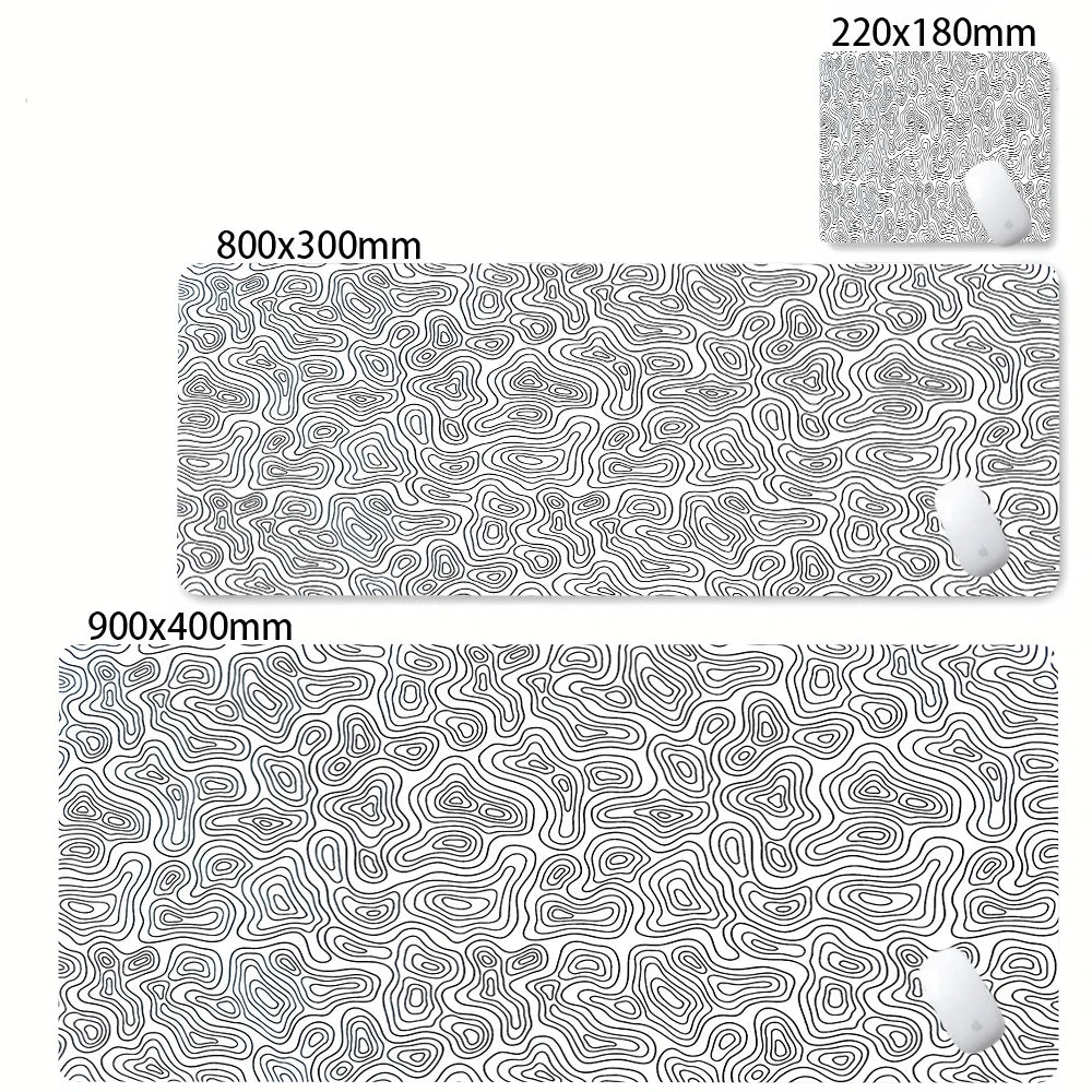 Large Waterproof Non-Slip Rubber Mouse Pad in Black and White