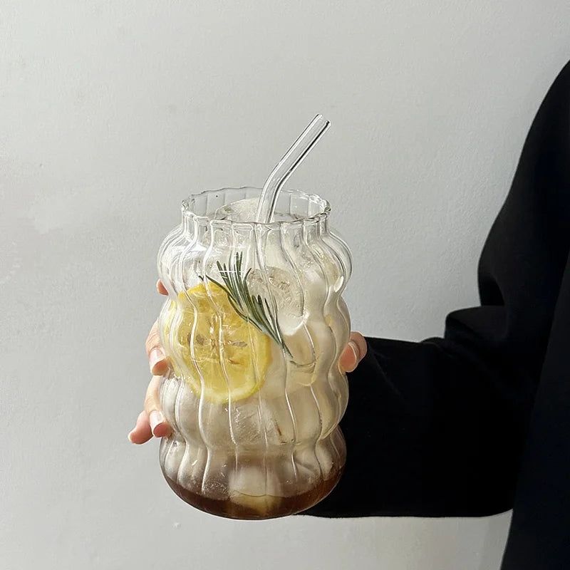 Glass Drinkware Cold Coffee Cups Latte Coffee Glass Iced Water Bottle Aesthetic Cup Wine Cocktail Glass Cups - Buy online at  Vibe In Cart.