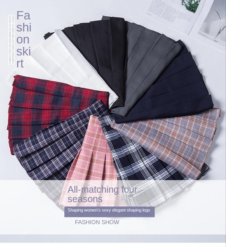 Pleated Skirt For Women 2023 Summer Grey Plaid  A-Line High Waist Mini Faldas Korean Style College Style Girl Black Short Skirts - Buy online at  Vibe In Cart.