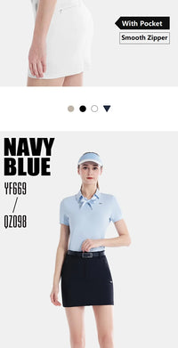 Pgm Golf Clothing Women's Short Skirt Breathable Quick Drying Sports Pencil Skirt Casual Zipper Pocket Skorts with Inner Shorts