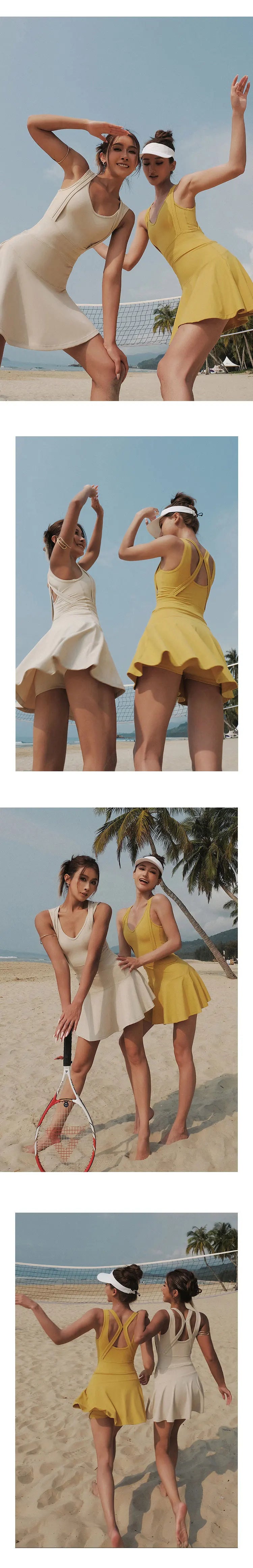 Tennis Dress Female Sleeveless Sport Suits Training Running Fitness Short Skorts Golf Badminton Tracksuits Padded Yoga Skirts - Buy online at  Vibe In Cart.