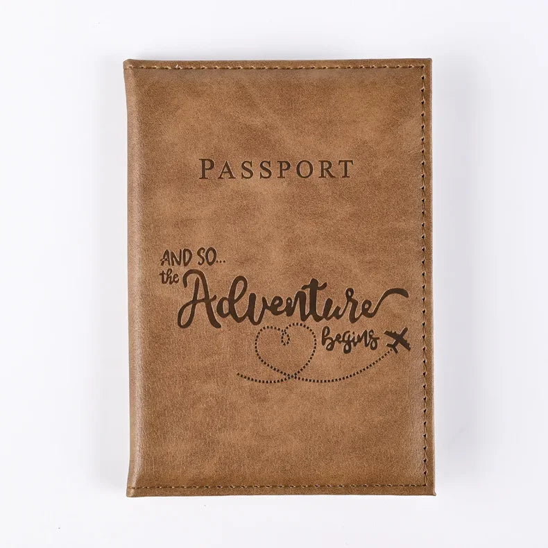 Solid PU Leather Passport Holder Wallet Card Case for Travel