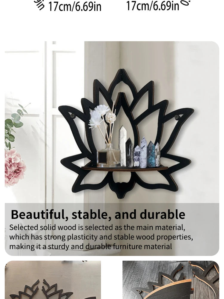 Wooden Lotus Hollow Decorative Rack Aromatherapy Organiser Essential Oil Candle Holder Wall Mounted Shelf Corner Shelf - Buy online at  Vibe In Cart.