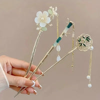 Elegant Chinese Style Hair Clip Tassel Hair Stick Traditional Floral Design Hairstyle Accessory Women Jewelry Hairpin Hairneedle - Buy online at  Vibe In Cart.