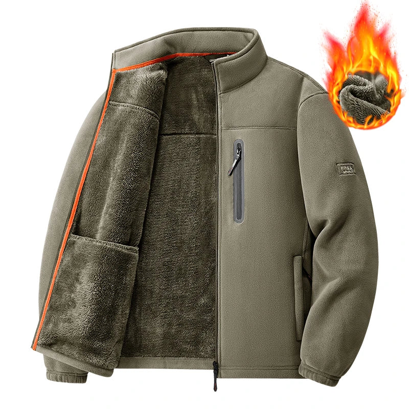 Men's Outdoor Fleece Jacket Thickened Autumn Winter Casual Versatile Comfortable Style Zipper Closure Long Sleeve Unisex Outwear - Buy online at  Vibe In Cart.
