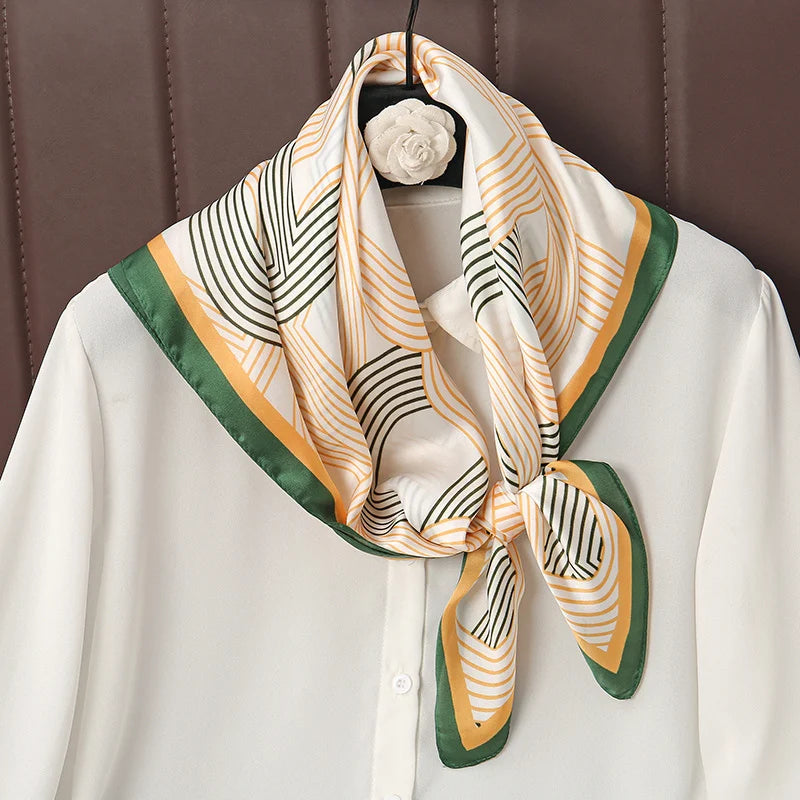 Square Satin Silk Scarf for Women, Casual All Seasons
