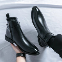 New waterproof British riding boots men's fashionable ankle boots casual and versatile high-top leather shoes men's trend - Buy online at  Vibe In Cart.