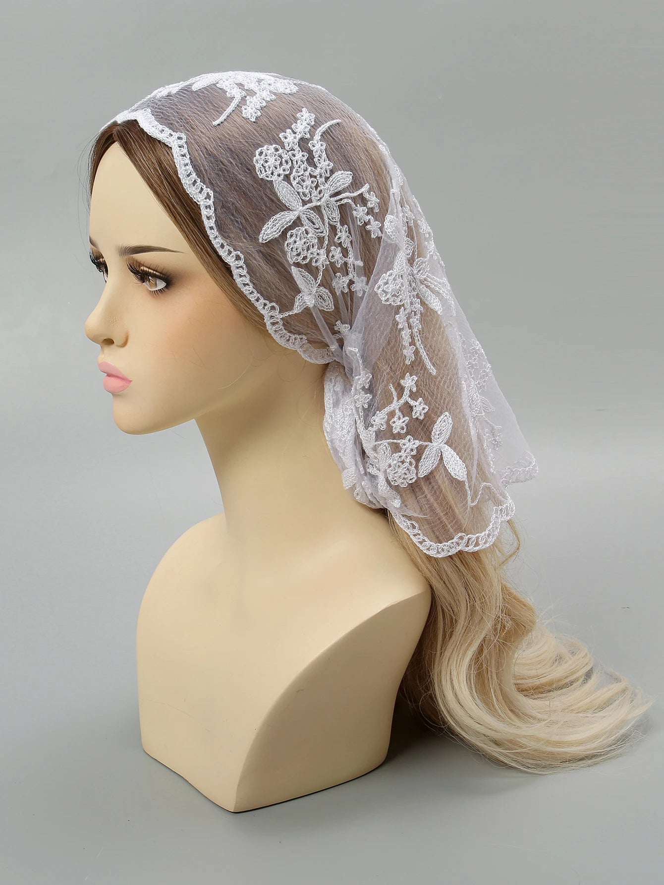Adult Women's Triangular Lace Polyester Hair Scarf Accessory