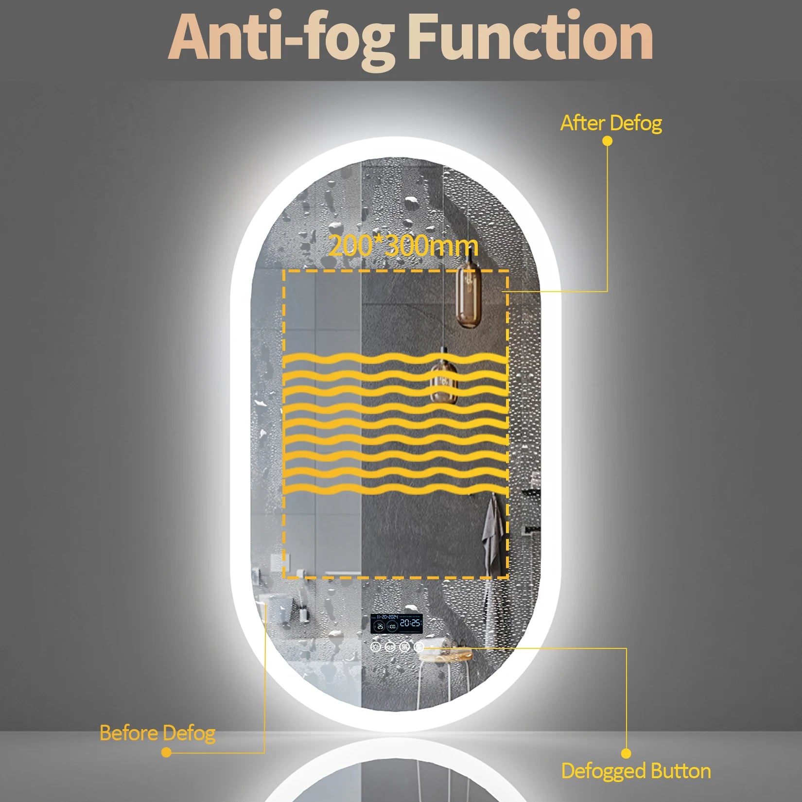 LUVODI Lighted Bluetooth Bathroom Mirror Led Backlit Illuminate Vanity Mirror with Time Date Display Anti-fog - Buy online at  Vibe In Cart.