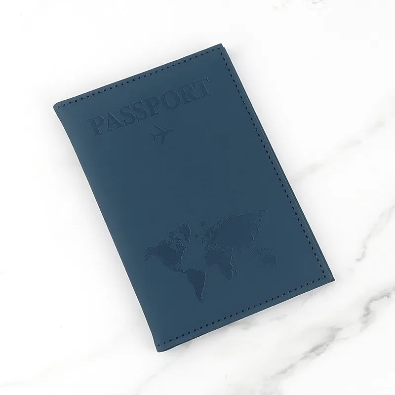 Passport Cover with World Map Design in PU, 14.5 x 10 cm