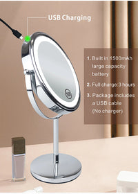 8inch 10X Magnifying LED Makeup Mirror with 3 Color Light Touch Switch Double Side USB Charging Desktop Vanity Cosmetic Mirror - Buy online at  Vibe In Cart.