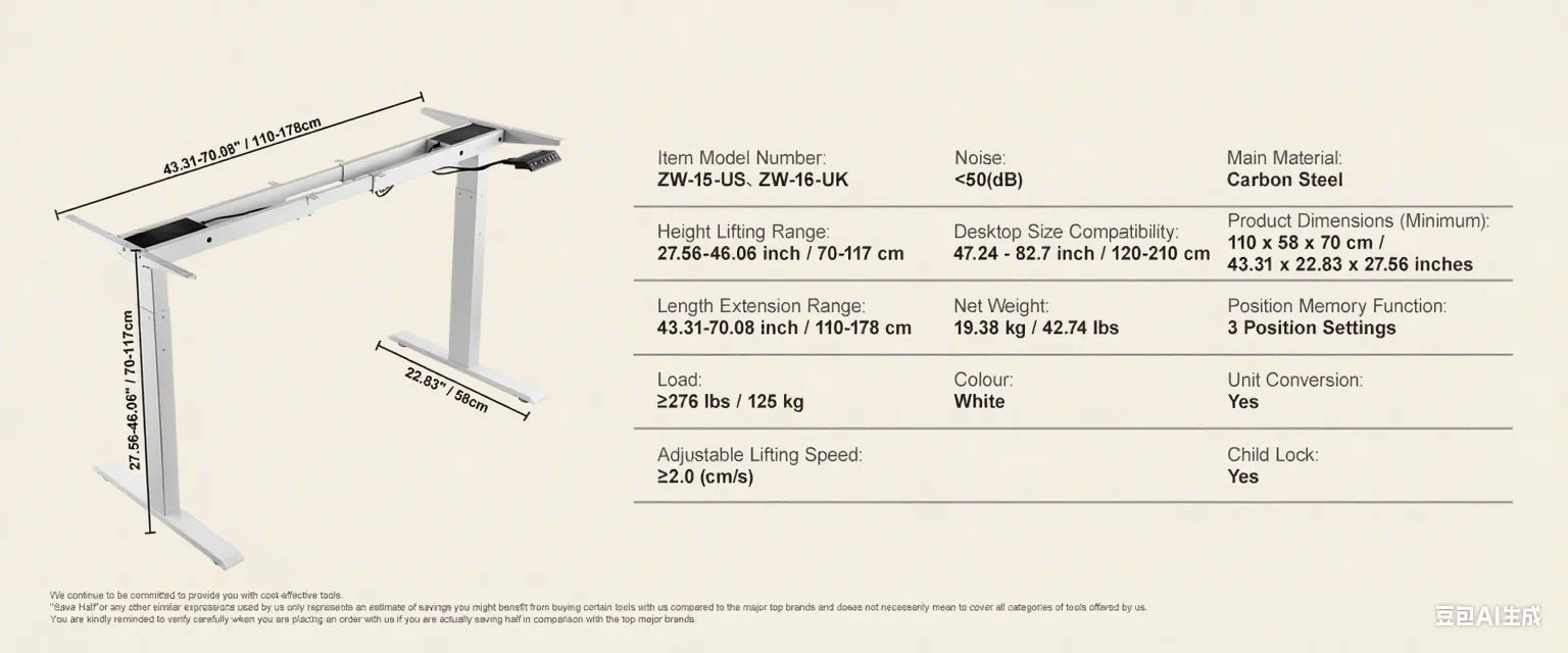 SucceBuy Standing Desk Frame  Electric Stand Up Computer Desk Legs Ergonomic DIY Workstation Base for Home Office Black white - Buy online at  Vibe In Cart.