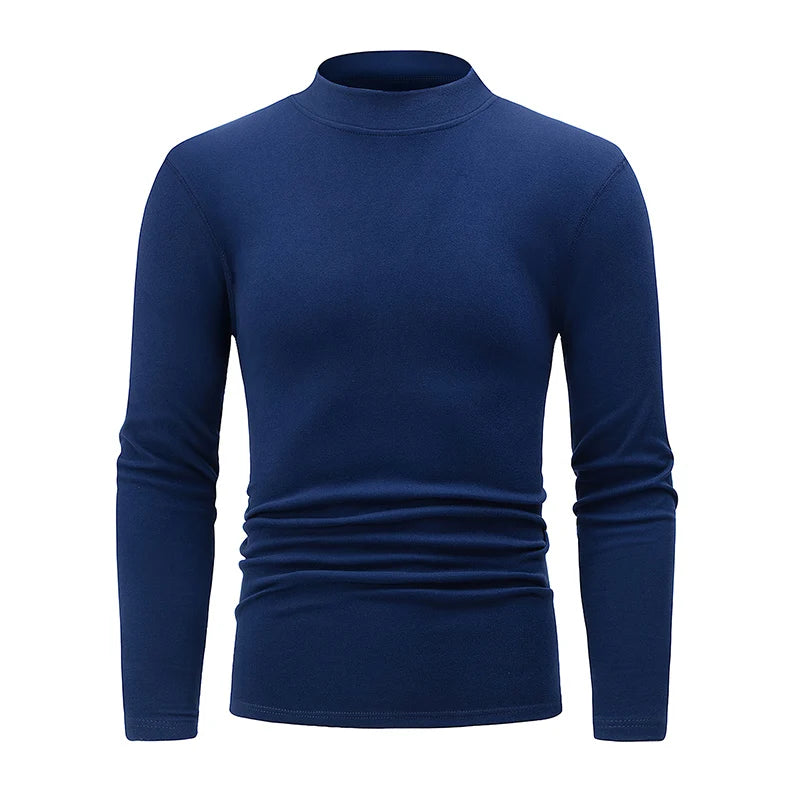 1/2piece Autumn And Winter Men's Semi High Neck Fashionable Base Long Sleeved Top Solid Color Casual Sports Fitness Warm T-shirt - Buy online at  Vibe In Cart.