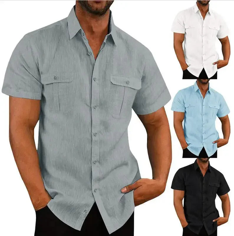Cotton Linen Hot Sale Men Short-Sleeved Shirts Summer Solid Color Comfort Collar Casual Beach Style Plus SizeMale Shirts M-5XL - Buy online at  Vibe In Cart.
