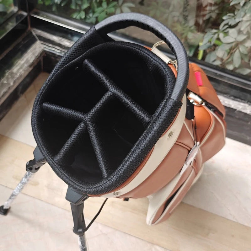 Unisex Dark Green Waterproof Leather Golf Stand Bag