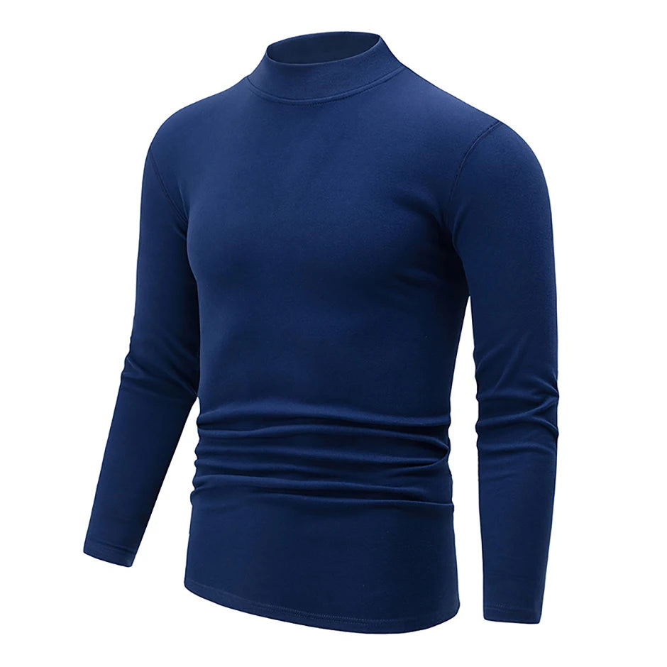 1/2piece Autumn And Winter Men's Semi High Neck Fashionable Base Long Sleeved Top Solid Color Casual Sports Fitness Warm T-shirt - Buy online at  Vibe In Cart.