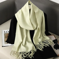 Women's Thick Warm Winter Polyester Scarf with Tassels