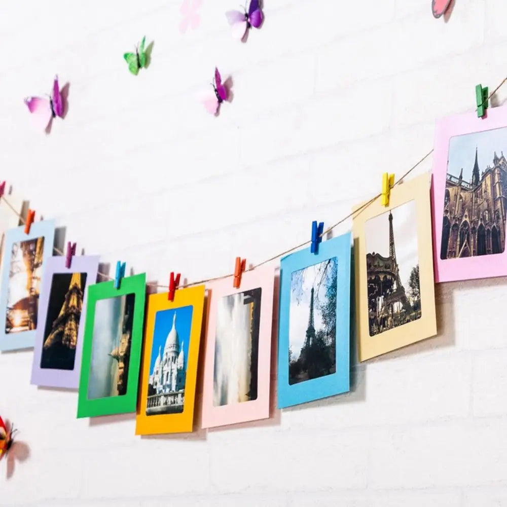 10Pcs DIY Craft Paper Photo Frame With Clips and Rope Wall Photo Frame Hanging Picture Album Home Decor Wedding Happy Birthday - Buy online at  Vibe In Cart.