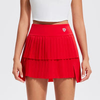 Women's Mini Pleated Sports Skort with Pockets and Double Layer