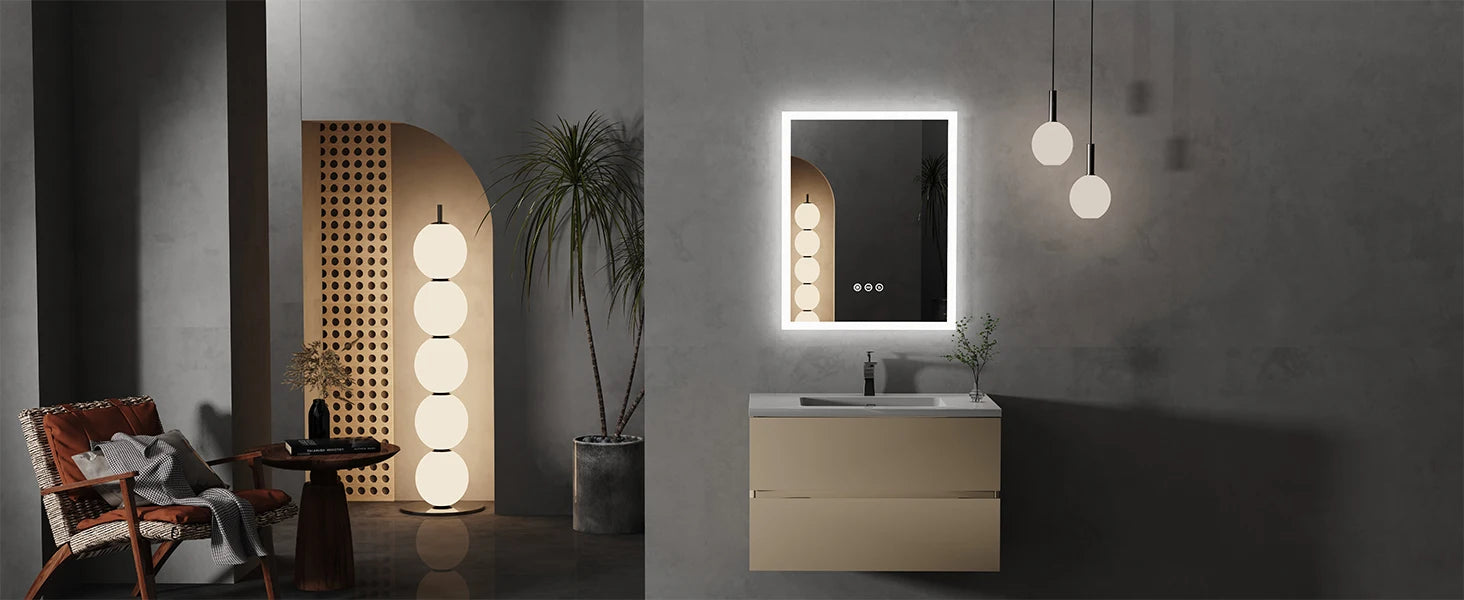 16x20 inch LED Lighted Bathroom Mirror with Anti-Fog, Wall Mounted Vanity Mirror with Smart Touch Button, Memory Function - Buy online at  Vibe In Cart.