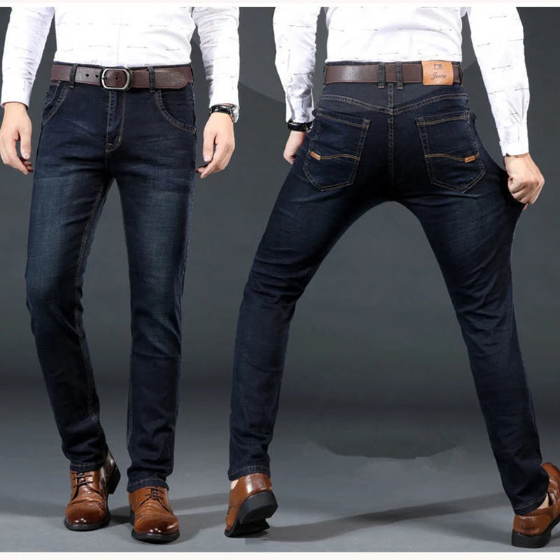 New Men Light Luxury Stretch Slim Fit Pants Comfortable Soft Business Fashion Straight Casual Denim Trousers Male Brand Clothing - Buy online at  Vibe In Cart.
