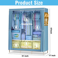 51-Inch Foldable Metal Dustproof Storage Wardrobe