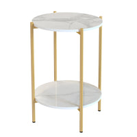 2-Tier Square Metal Coffee End Table with Storage Shelf 55x29.5x37cm