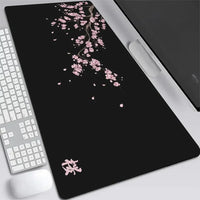 XXL Gray Rubber and Cloth Mouse Pad with Cherry Blossom Design