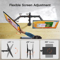 Freestanding Dual Monitor Stand with Height Adjustment, Tilt, Swivel, Rotation up to 27 Inches