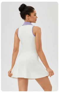 Women's V-Neck Tennis Dress Breathable Quick-Dry Slim Fit S-XXL
