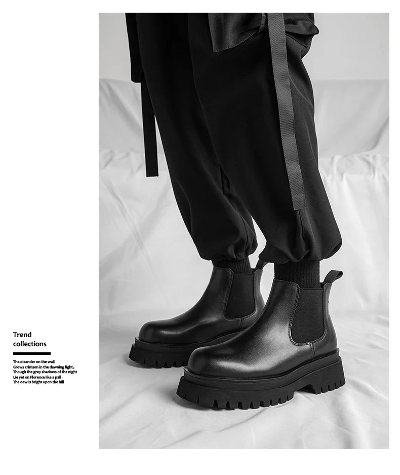 Men's Versatile Casual British Style Heightening Chelsea Boots, Paired with Trendy and Simple Ankle Boots for Outerwear. - Buy online at  Vibe In Cart.