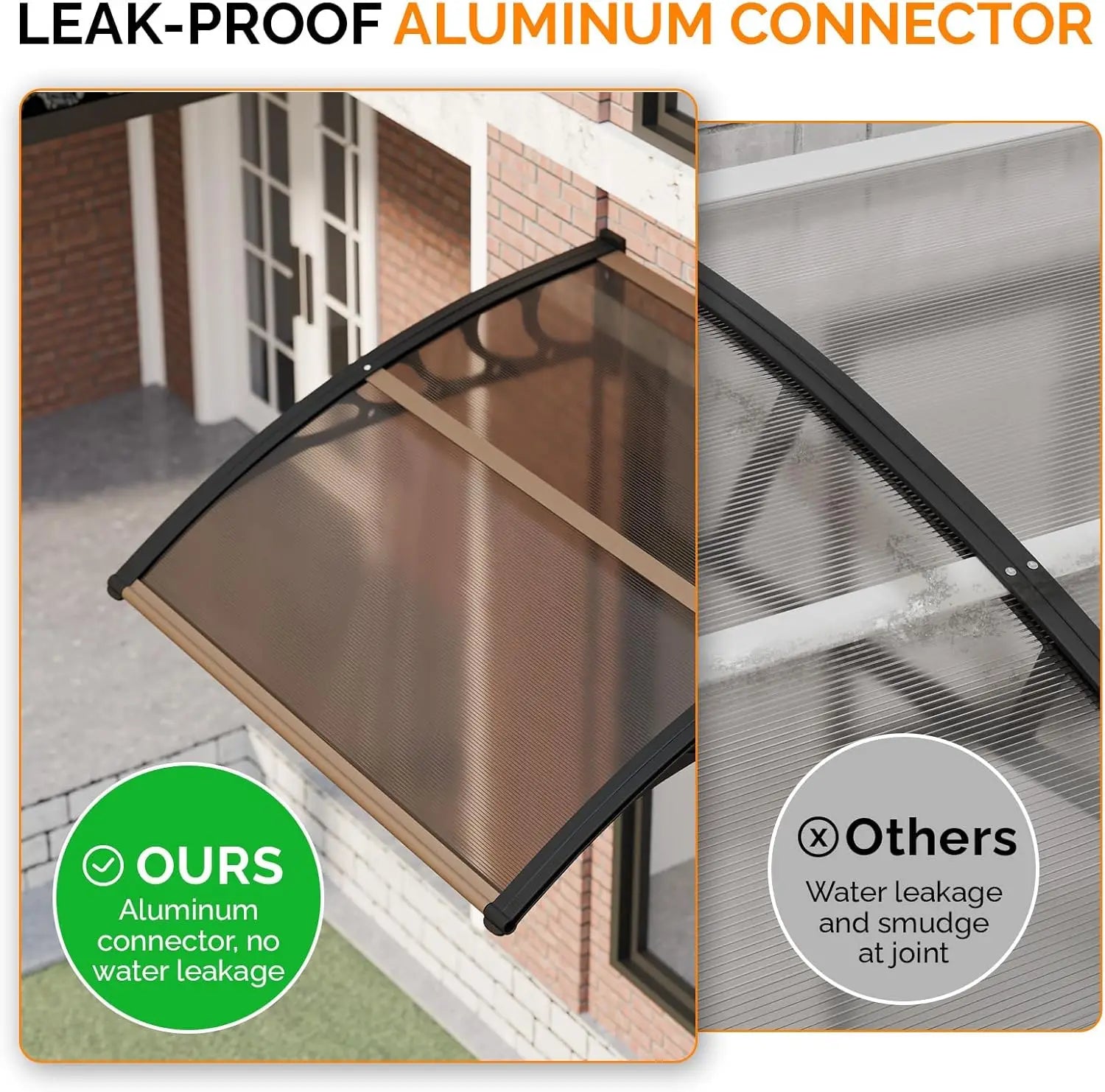 Window Awning Door Canopy, 40" x 40" Window Awning Overhead Modern Polycarbonate Cover Outdoor Front Porch Patio Canopy - Buy online at  Vibe In Cart.