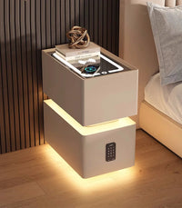 Creative 25cm Smart Bedside Table with Sensor Light Nordic Style Storage Cabinet Bedroom Nightstand with Wireless Charging - Buy online at  Vibe In Cart.