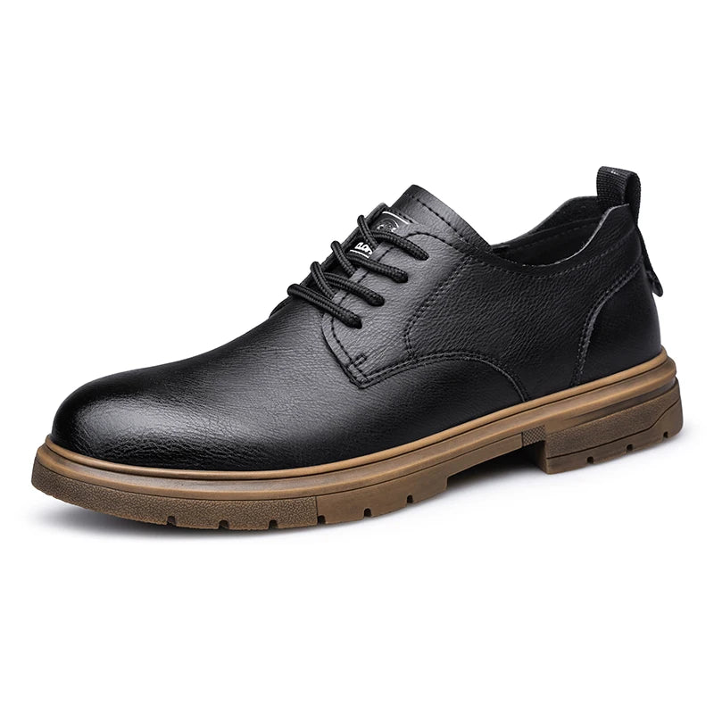 Men's Lace-Up Business Casual PU Upper Shoes With Rubber Outsole