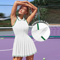 New zipper style tennis golf dress ladies summer sleeveless lapel polo shirt pleats dresses slim-fit thin sports tennis clothing